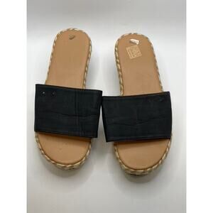 UNBRANDED Women's Black-Tan Espardille Wedge Sandals SZ 6